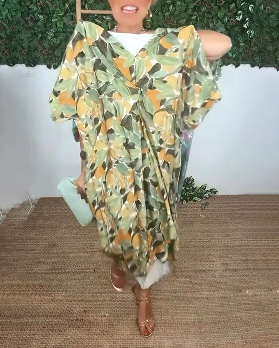 V-Neck Twist Print Dress