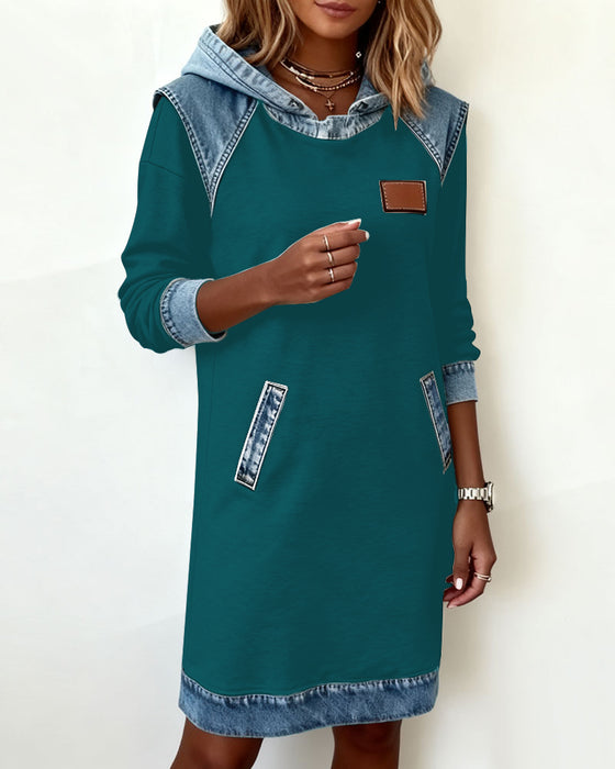 Hooded Paneled Contrast Dress