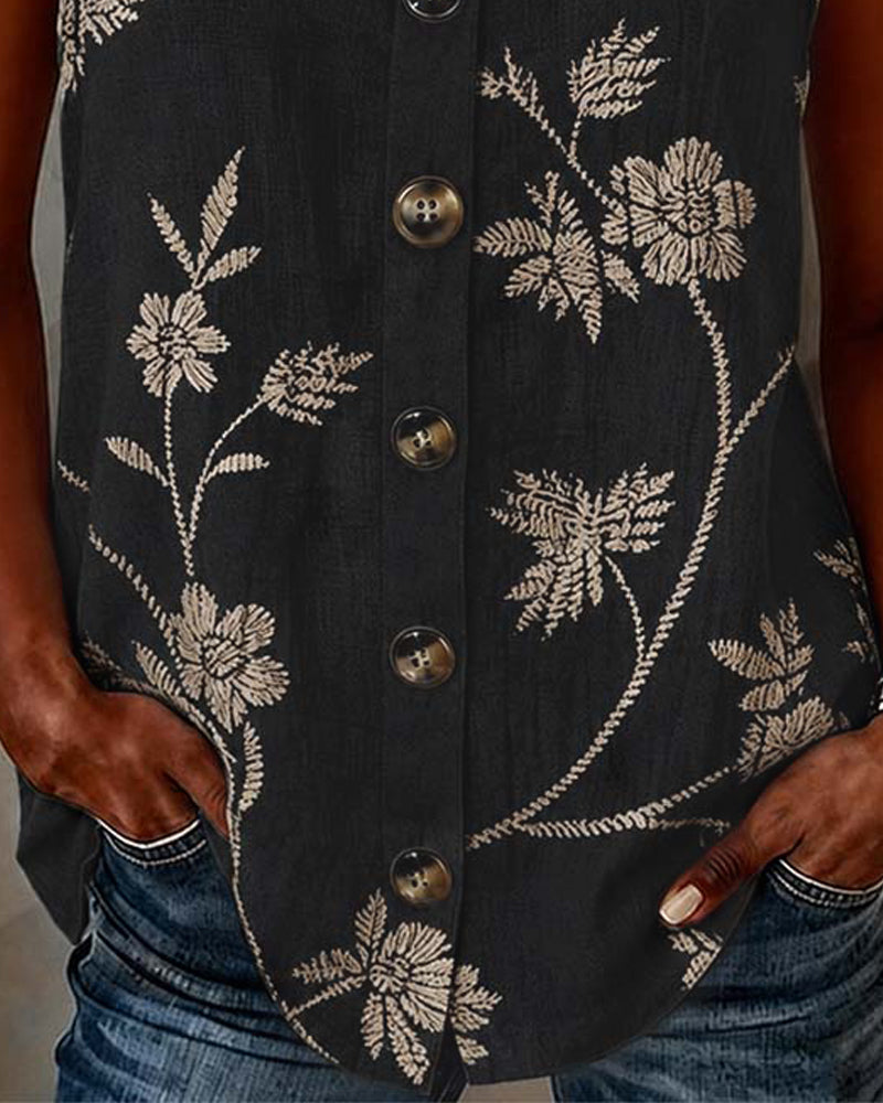 Floral Camisole Metal Ring Tank Top