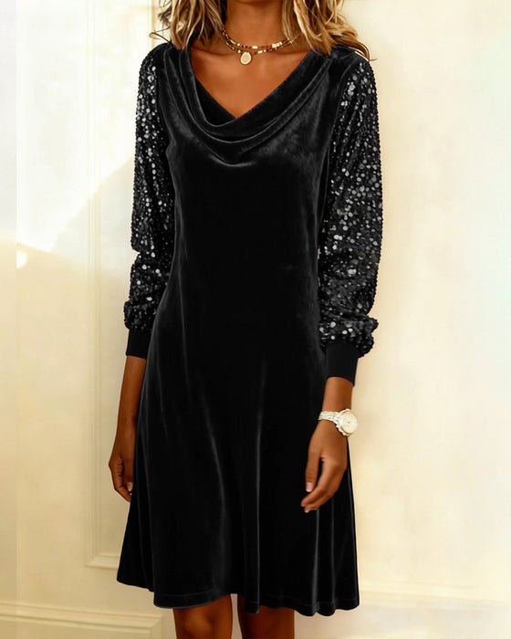 Elegant Velvet And Sequined Dress