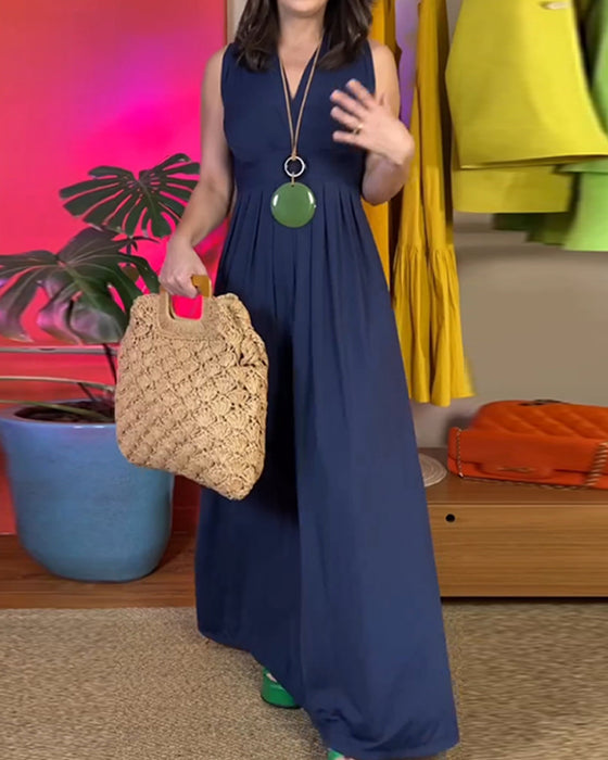 Elegant sleeveless slim long dress