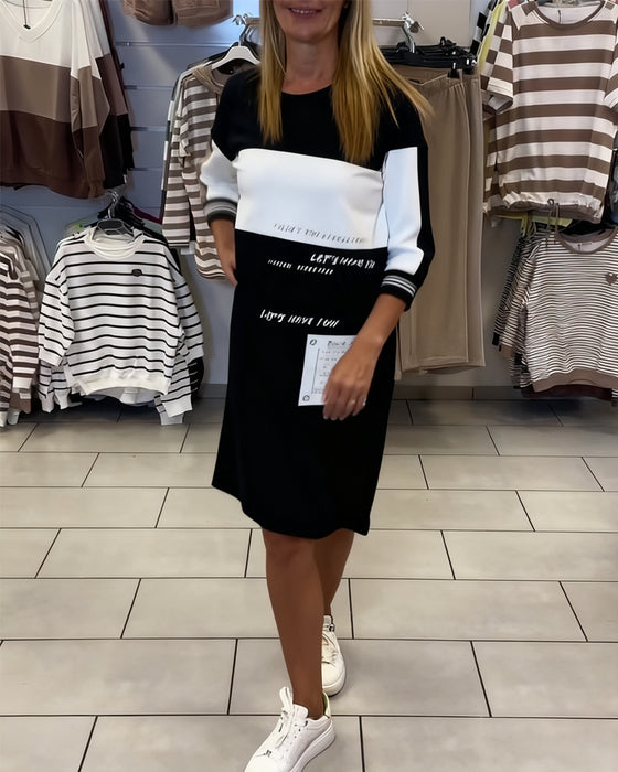 Contrast Color Panel Dress