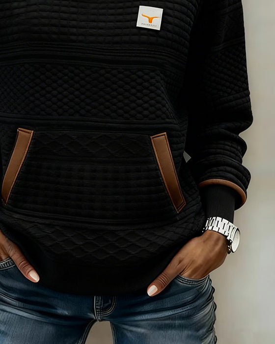 Crew Neck Color-Blocked Sweatshirt