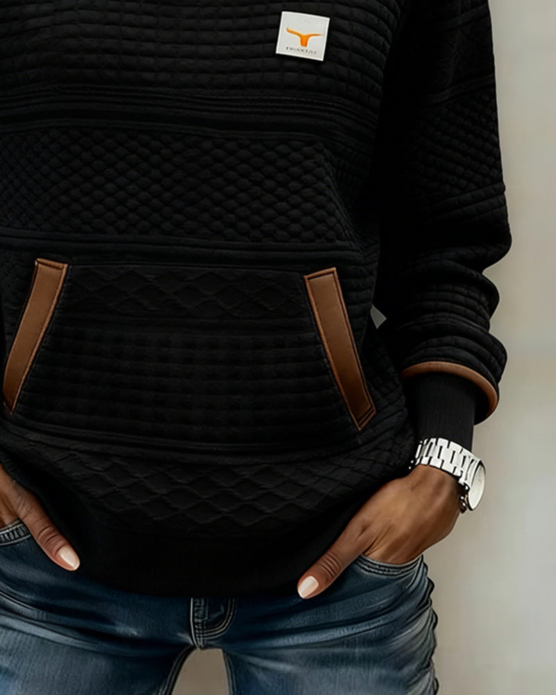 Crew Neck Color-Blocked Sweatshirt