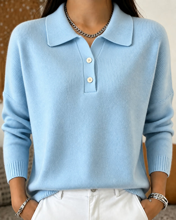 Half-Placket Button Casual Pullover