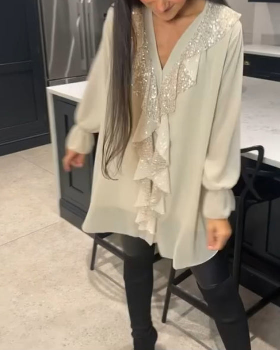 Ruffled elegant style blouse