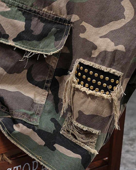 🔥 Men's Studded Camouflage Cargo Shorts