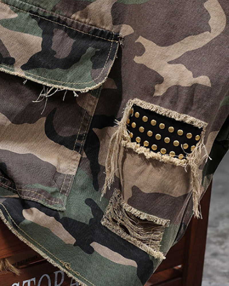 🔥 Men's Studded Camouflage Cargo Shorts