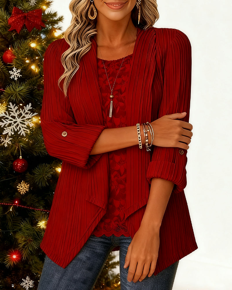 Faux Two-Piece Ribbed Patchwork Top