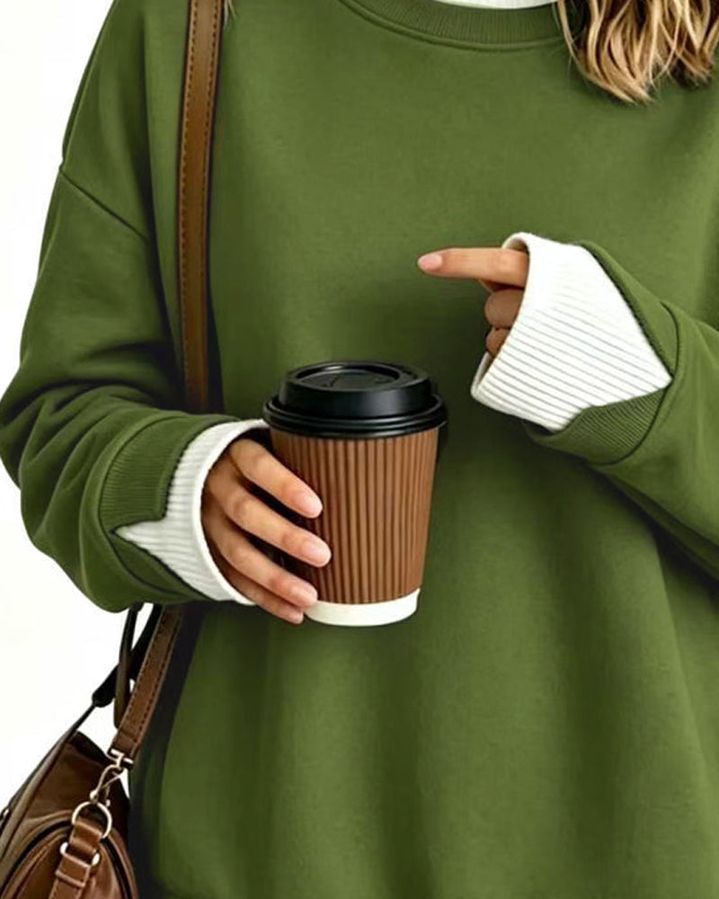 Fake Layered Loose Long Sleeve Sweatshirt