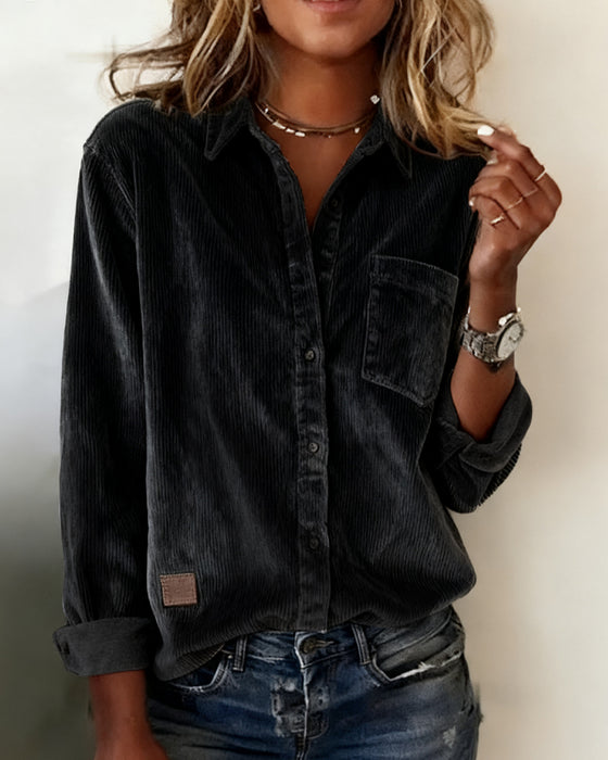 Fashionable Corduroy Lapel Shirt