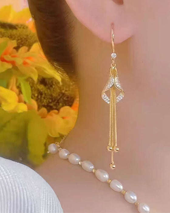 ✨ Elegant Diamond-Shaped Fringe Earrings💎