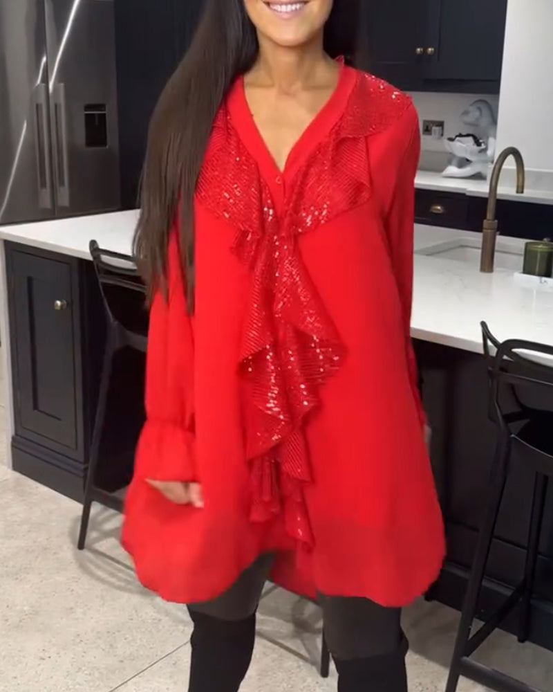 Ruffled elegant style blouse