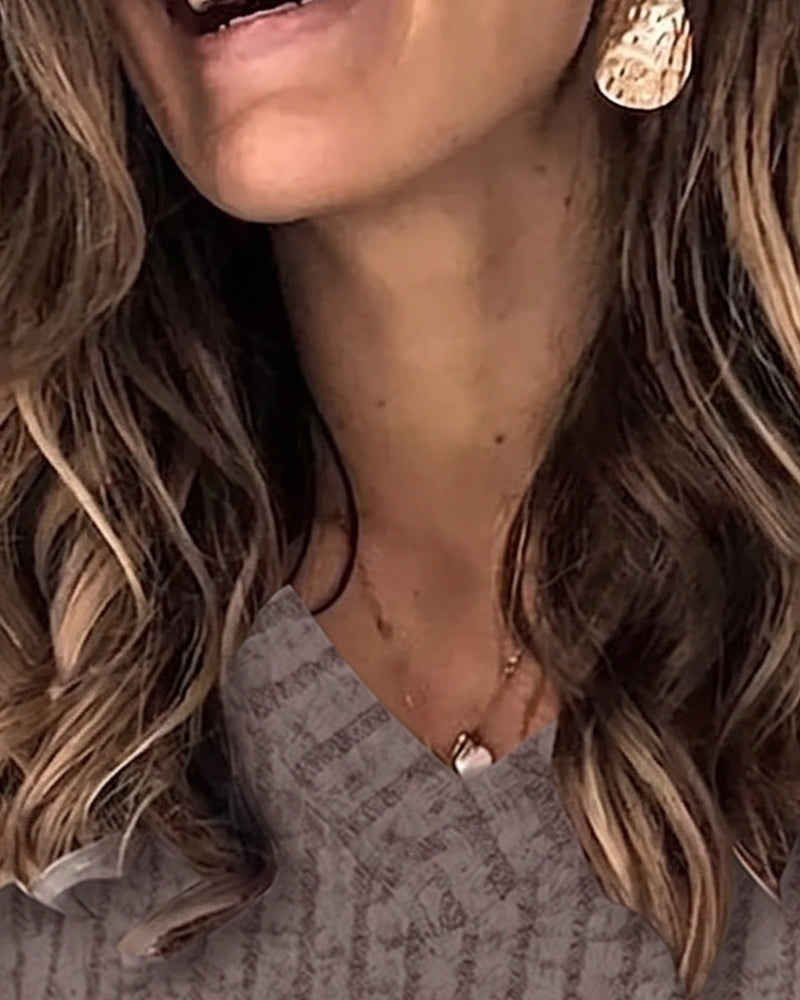 V-Neck Long Sleeve Top