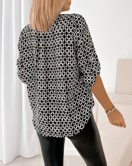 Polka Dot Casual Print Blouse