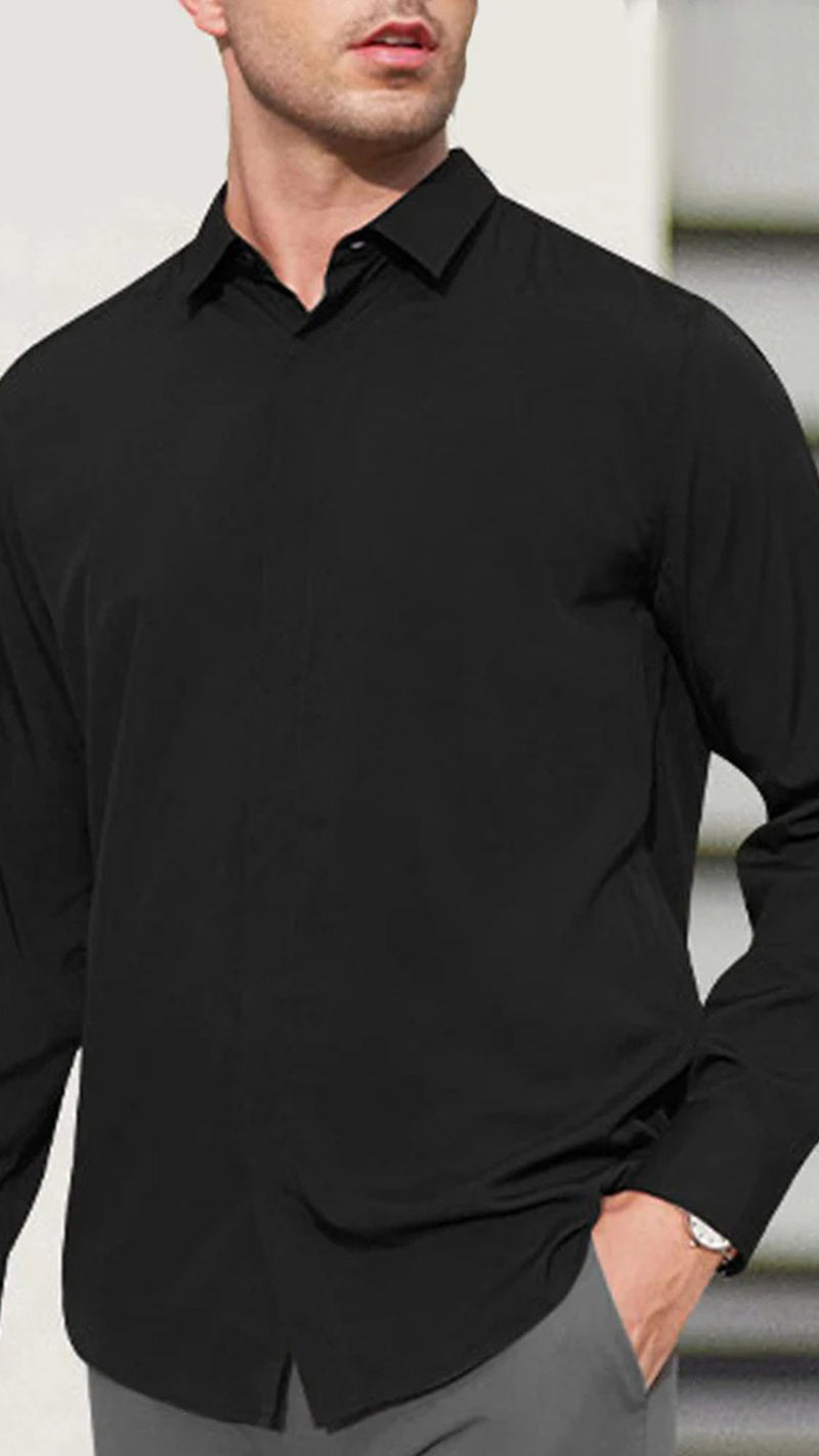 Men's Solid Long Sleeve Shirt