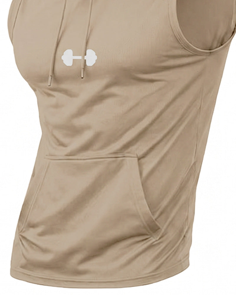 Hooded Sweatshirt Sleeveless Drawstring Tank Top