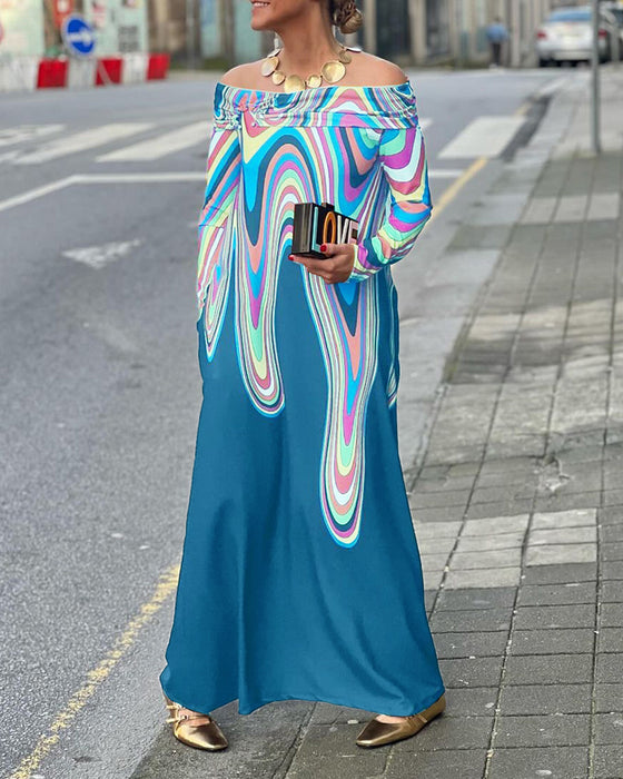 Long sleeve off shoulder elegant maxi dress