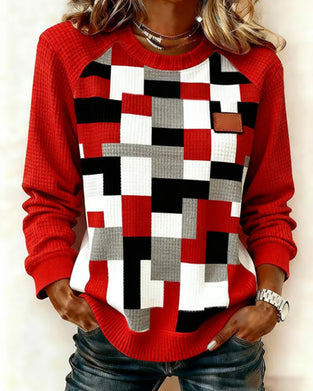 Waffle Square Print Sweatshirt