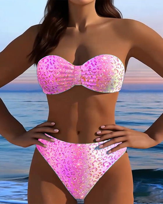 Leopard Print Bandeau Bikini