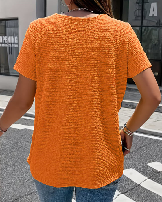 Peter Pan Collar Three-Button T-Shirt