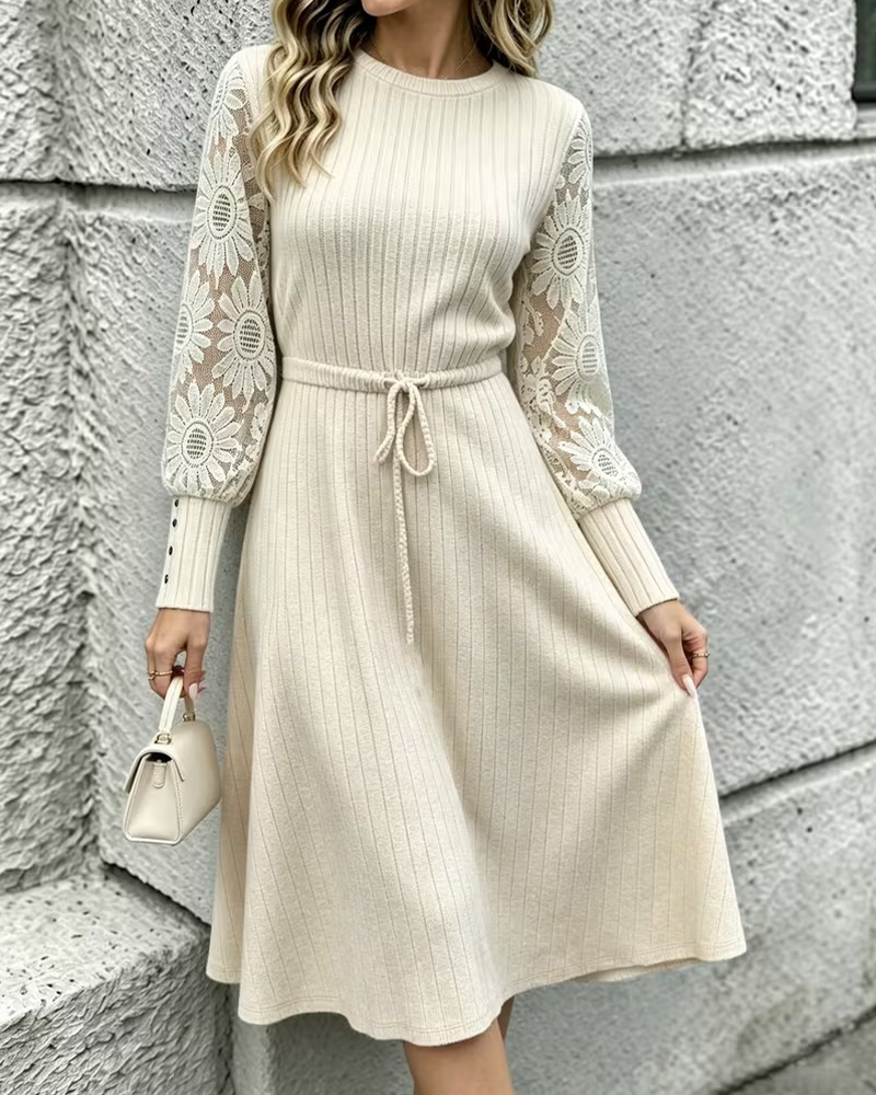 Crew Neck Tie Fashion Dress