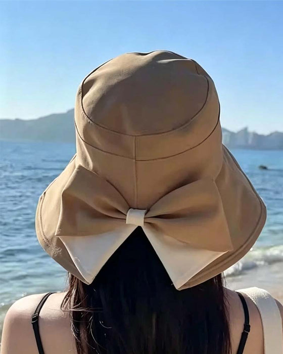 Women's Wide Brim Foldable Bow Sun Hat