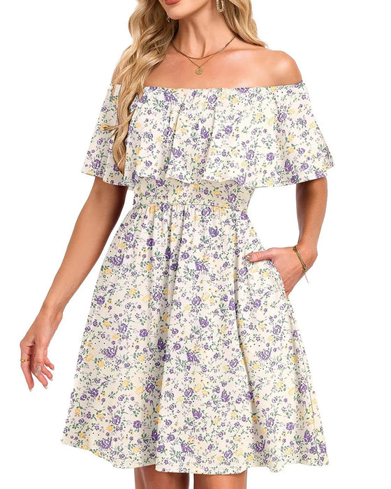 Floral Off-Shoulder Midi Dress
