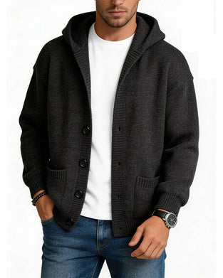 Hooded Button Pocket Men's Cardigan