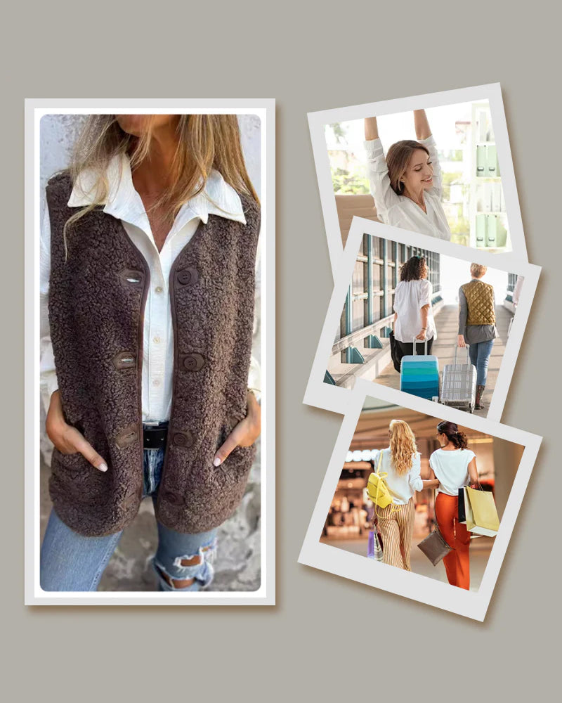 Women's Fall Button Down Short Warm Vest
