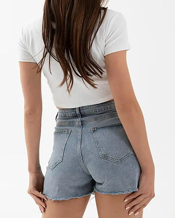 Cross Waist Denim Shorts