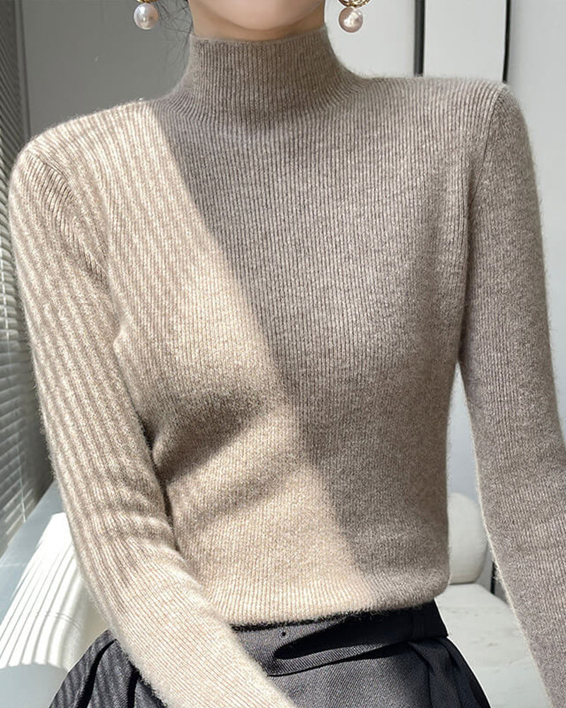Half-High Neck Knitted Sweater