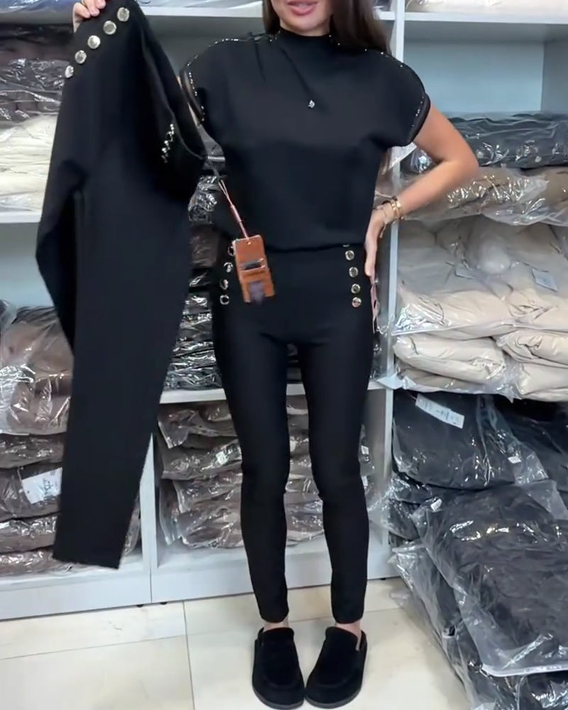 Stylish Button-Up Stretch Pants