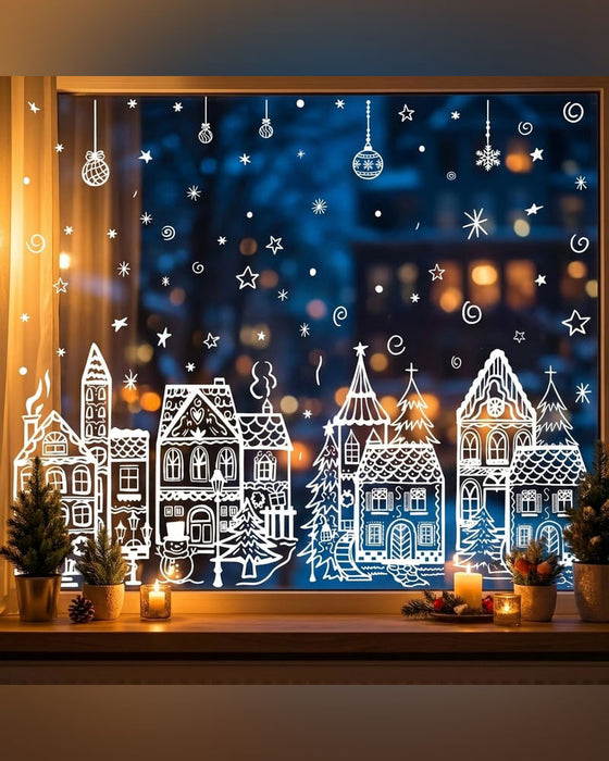 Christmas Village Window Clings