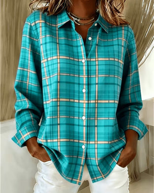 Lapel Plaid Casual Shirt