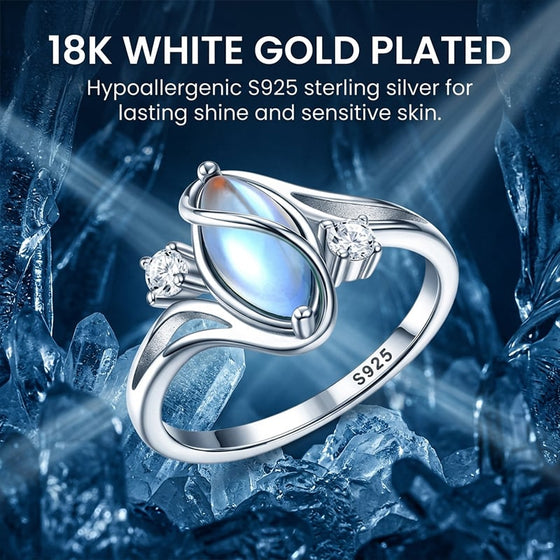 Oval Moonstone Geometric Ring