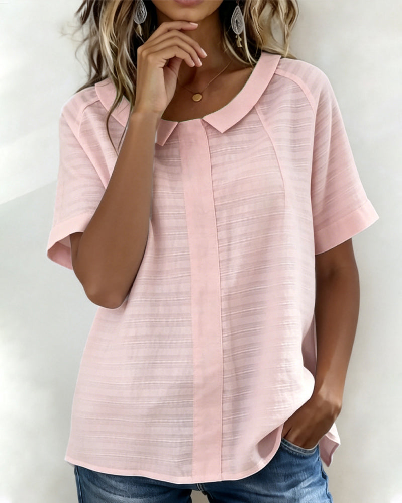 Textured Peter Pan Collar Blouse