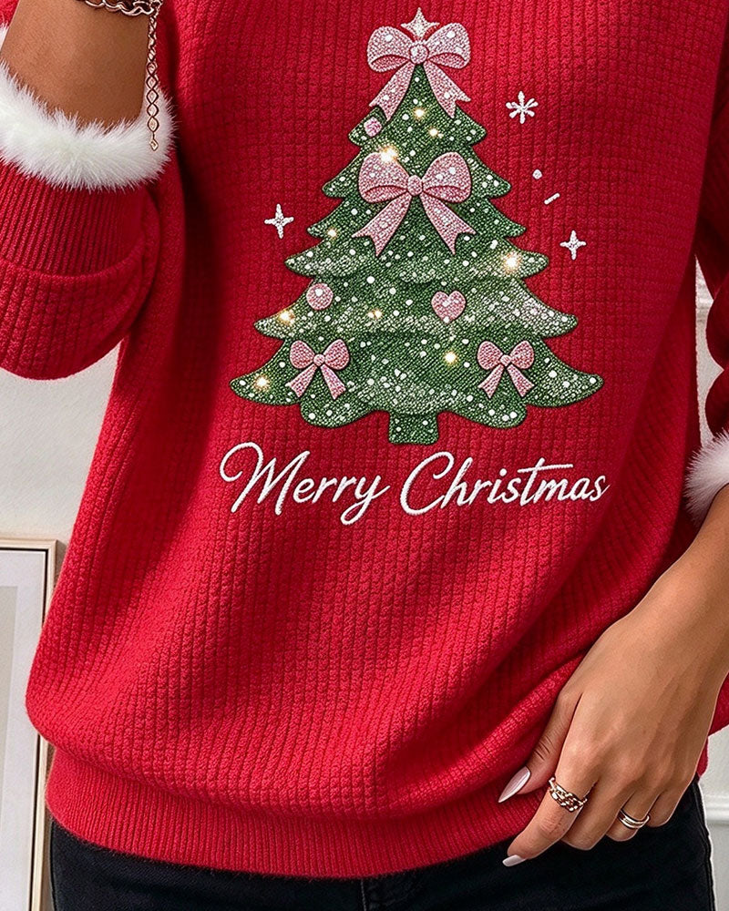 Christmas Tree Contrast Color Sweatshirt