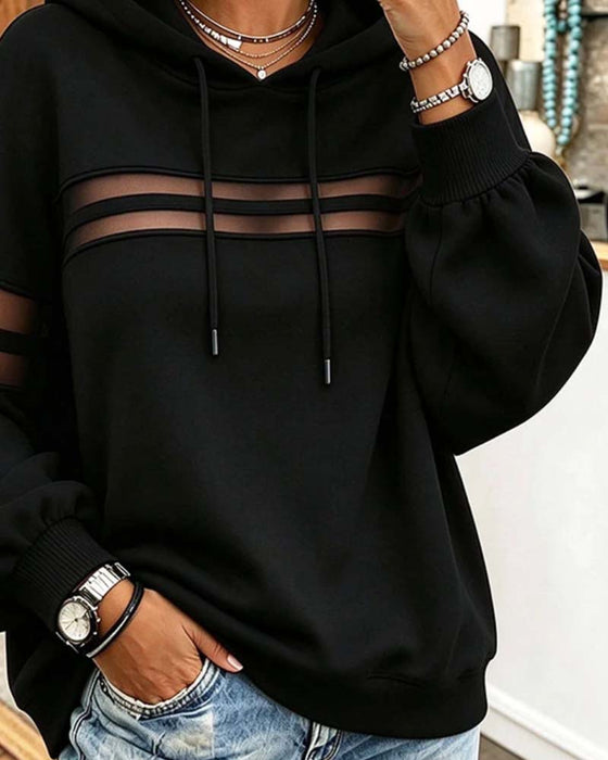 Sheer Horizontal Stripe Hoodie