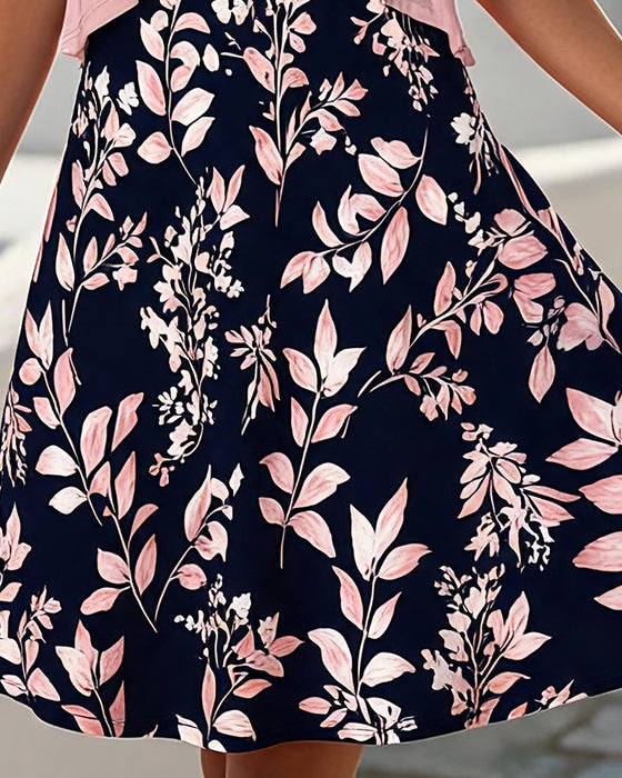 V-Neck Sleeveless Floral Dress & Top