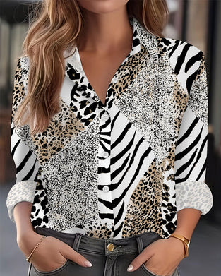 Fashion Leopard Print Patchwork Shirt