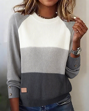 Stylish Round Neck Contrast Color Top