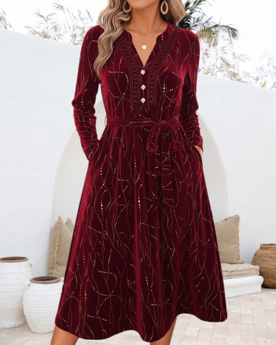 Lace Temperamental Velvet Dress