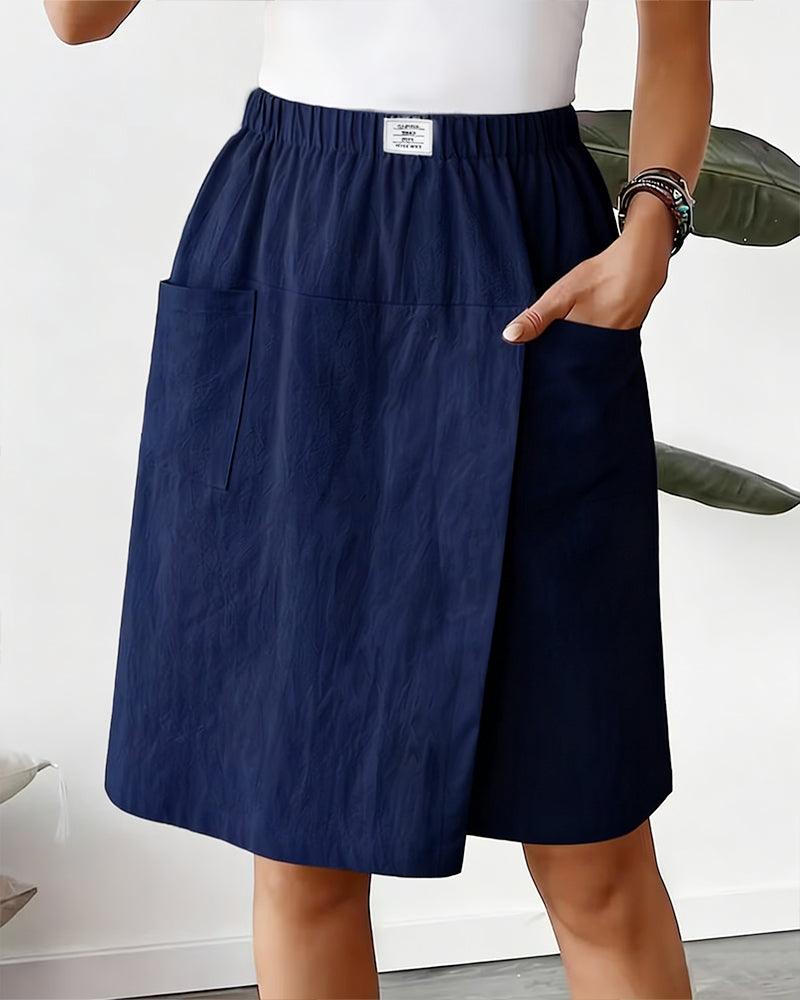 Casual Solid Color Pocket Design Shorts