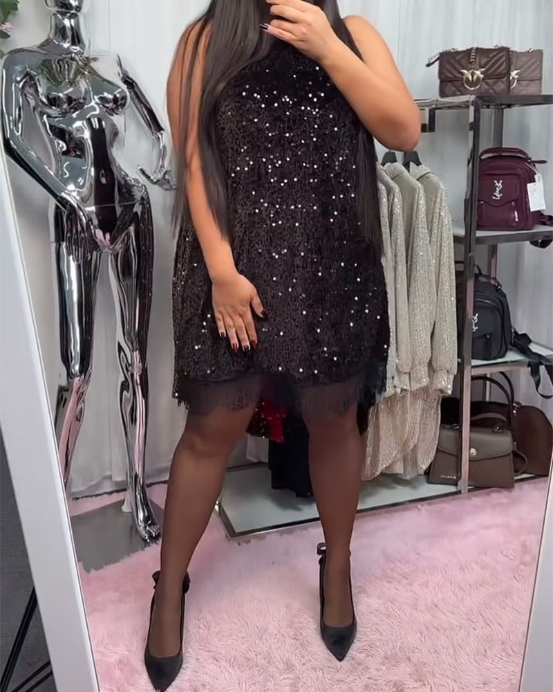 Solid Color Patchwork Dress