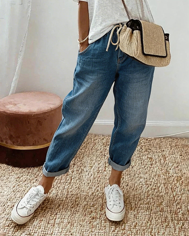 Casual Retro Distressed Jeans