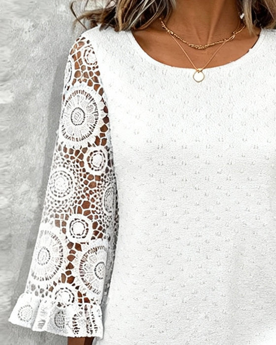 Stylish Ruffled Solid Color Blouse