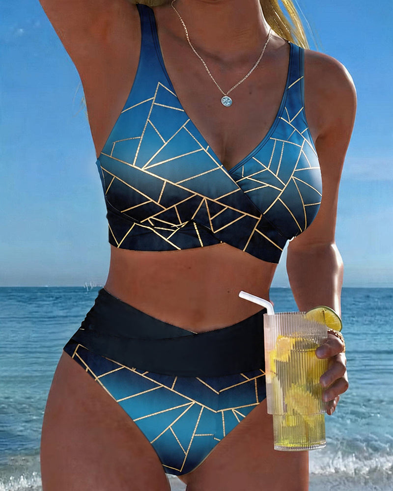 Gradient Geometric Line Bikini