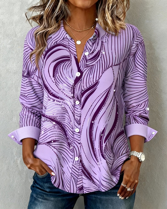 Line Long-Sleeved Printed Shirt
