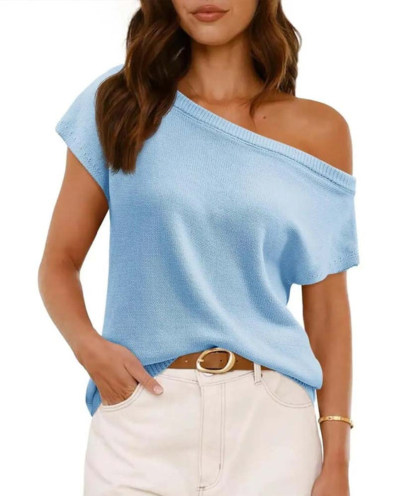 Off-Shoulder Short Sleeve Pullover